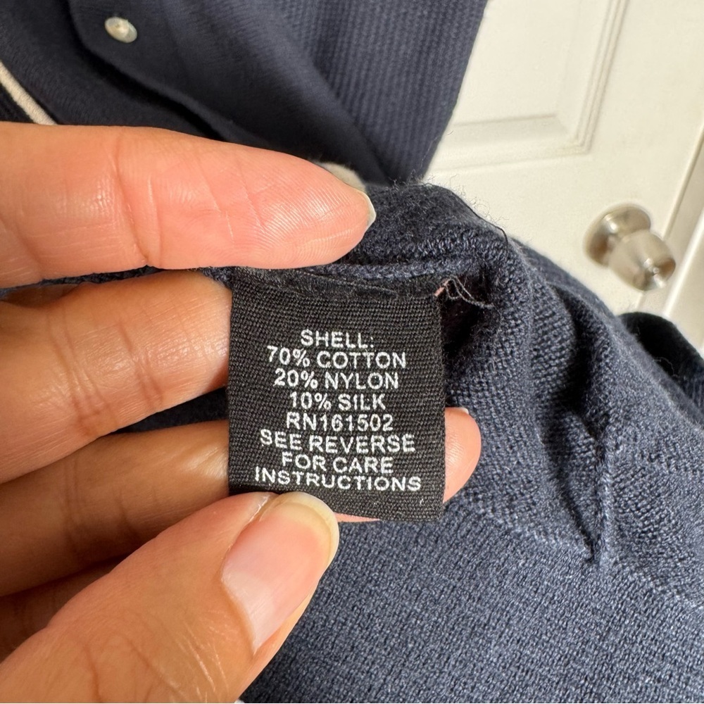 J. Peterman Knit Polo Shirt Size LG Navy Blue Button Down Preppy Casual Office - Picture 5 of 8